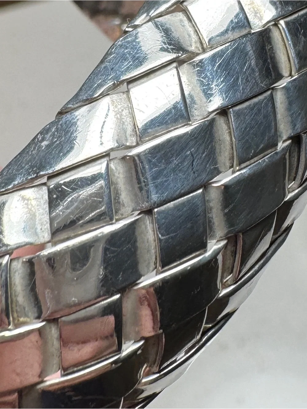 Vintage Taxco Mexico Basket Weave Woven 925 Sterling Silver Cuff Bracelet T B-2